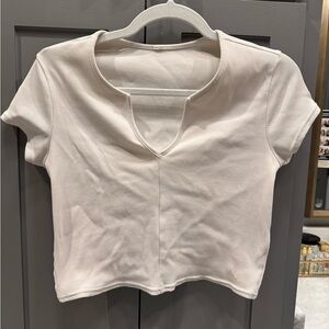 ALO Yoga Cream Ribbed Crop Top